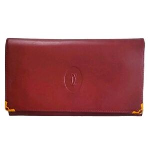 RARE Cartier Vintage Bordeaux Burgundy Leather Designer Kisslock Wallet (EUC)
